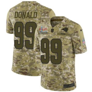 Exceptional Rams #99 Aaron Donald Camo Super Bowl LVI Patch Youth Stitched NFL Limited 2018 Salute To Service Jersey