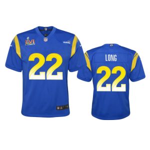 Exceptional Los Angeles Rams #22 David Long Youth Super Bowl LVI Patch Game NFL Jersey - Royal
