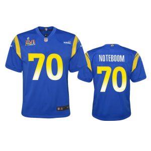Superior Los Angeles Rams #70 Joseph Noteboom Youth Super Bowl LVI Patch Game NFL Jersey - Royal