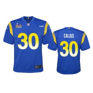 Superb Los Angeles Rams #30 Raymond Calais Youth Super Bowl LVI Patch Game NFL Jersey - Royal