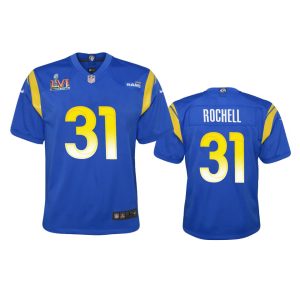 Superb Los Angeles Rams #31 Robert Rochell Youth Super Bowl LVI Patch Game NFL Jersey - Royal