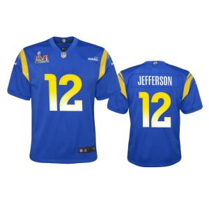 Superior Los Angeles Rams #12 Van Jefferson Youth Super Bowl LVI Patch Game NFL Jersey - Royal