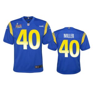 Exquisite Los Angeles Rams #40 Von Miller Youth Super Bowl LVI Patch Game NFL Jersey - Royal