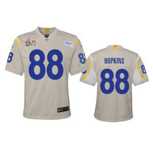 Finest Los Angeles Rams #88 Brycen Hopkins Youth Super Bowl LVI Patch Game NFL Jersey - Bone