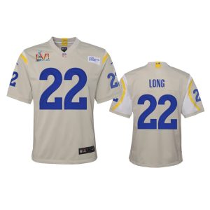 Marvelous Los Angeles Rams #22 David Long Youth Super Bowl LVI Patch Game NFL Jersey - Bone