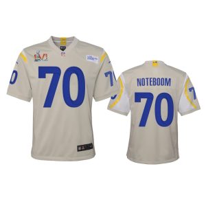 Exceptional Los Angeles Rams #70 Joseph Noteboom Youth Super Bowl LVI Patch Game NFL Jersey - Bone