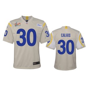 Superior Los Angeles Rams #30 Raymond Calais Youth Super Bowl LVI Patch Game NFL Jersey - Bone