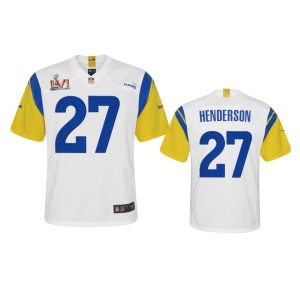 Exquisite Los Angeles Rams #27 Darrell Henderson Youth Super Bowl LVI Patch Alternate Game NFL Jersey - White