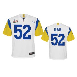 Superb Los Angeles Rams #52 Terrell Lewis Youth Super Bowl LVI Patch Alternate Game NFL Jersey - White