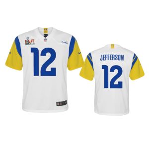 Exceptional Los Angeles Rams #12 Van Jefferson Youth Super Bowl LVI Patch Alternate Game NFL Jersey - White