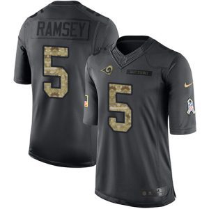 Gorgeous Rams #5 Jalen Ramsey Black Youth Stitched NFL Limited 2016 Salute to Service Jersey