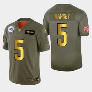 Marvelous Rams #5 Jalen Ramsey Youth Gold 2019 Salute to Service NFL 100 Limited Jersey