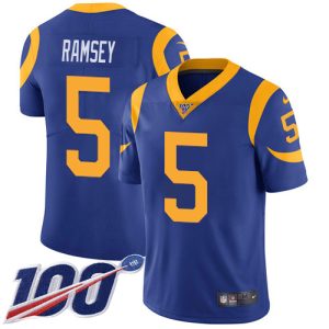 Outstanding Rams #5 Jalen Ramsey Royal Blue Alternate Youth Stitched NFL 100th Season Vapor Limited Jersey