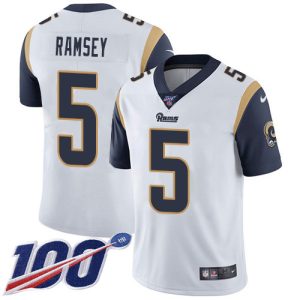 Outstanding Rams #5 Jalen Ramsey White Youth Stitched NFL 100th Season Vapor Limited Jersey