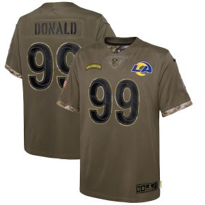 Superior Los Angeles Rams #99 Aaron Donald Youth 2022 Salute To Service Limited Jersey - Olive