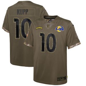 Premium Los Angeles Rams #10 Cooper Kupp Youth 2022 Salute To Service Limited Jersey - Olive