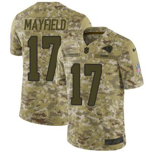 Exceptional Rams #17 Baker Mayfield Camo Youth Stitched NFL Limited 2018 Salute To Service Jersey