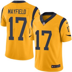 High quality Rams #17 Baker Mayfield Gold Youth Stitched NFL Limited Rush Jersey