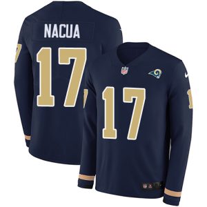 High quality Rams #17 Puka Nacua Navy Blue Team Color Youth Stitched NFL Limited Therma Long Sleeve Jersey