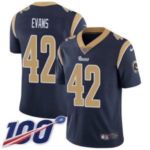 Premium Rams #42 Ethan Evans Navy Blue Team Color Youth Stitched NFL 100th Season Vapor Untouchable Limited Jersey