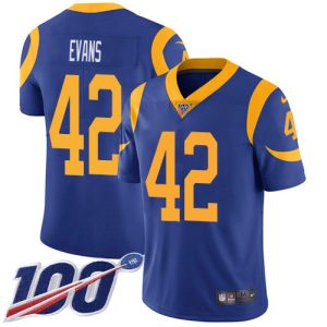 Exceptional Rams #42 Ethan Evans Royal Blue Alternate Youth Stitched NFL 100th Season Vapor Untouchable Limited Jersey