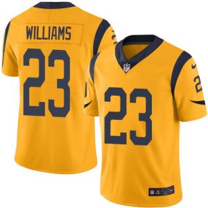 Marvelous Rams #23 Kyren Williams Gold Youth Stitched NFL Limited Rush 100th Season Jersey