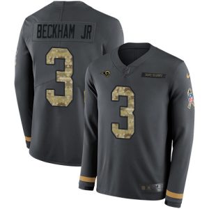 Marvelous Los Angeles Rams #3 Odell Beckham Jr. Anthracite Salute to Service Men's Stitched NFL Limited Therma Long Sleeve Jersey