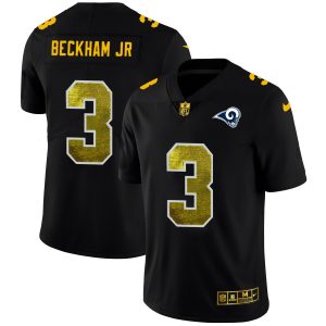 Exceptional Los Angeles Rams #3 Odell Beckham Jr. Men's Black Golden Sequin Vapor Limited NFL Jersey