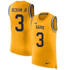 Exquisite Rams #3 Odell Beckham Jr. Gold Men's Stitched NFL Limited Rush Tank Top Jersey