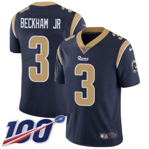 Premium Rams #3 Odell Beckham Jr. Navy Blue Team Color Men's Stitched NFL 100th Season Vapor Limited Jersey