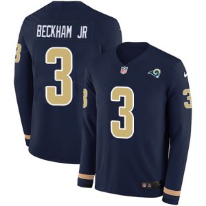 Exquisite Rams #3 Odell Beckham Jr. Navy Blue Team Color Men's Stitched NFL Limited Therma Long Sleeve Jersey