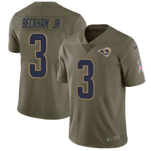 Premium Rams #3 Odell Beckham Jr. Olive Men's Stitched NFL Limited 2017 Salute to Service Jersey