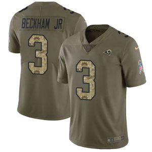 Premium Rams #3 Odell Beckham Jr. Olive/Camo Men's Stitched NFL Limited 2017 Salute To Service Jersey