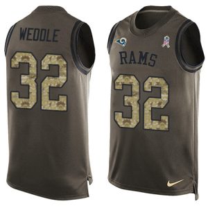 Exceptional Rams #32 Eric Weddle Green Men's Stitched NFL Limited Salute To Service Tank Top Jersey