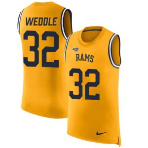 Exceptional Rams #32 Eric Weddle Gold Men's Stitched NFL Limited Rush Tank Top Jersey