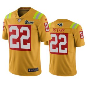 Exquisite Los Angeles Rams #22 Marcus Peters Gold Vapor Limited City Edition NFL Jersey