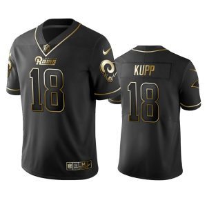 Exquisite Rams #18 Cooper Kupp Black Golden Limited Edition Stitched NFL Jersey