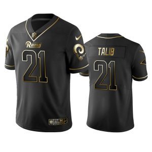Gorgeous Rams #21 Aqib Talib Black Golden Limited Edition Stitched NFL Jersey