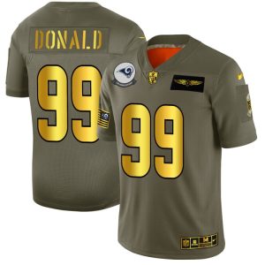 Outstanding Los Angeles Rams #99 Aaron Donald NFL Men's Olive Gold 2019 Salute to Service Limited Jersey