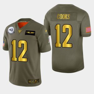Superior Rams #12 Brandin Cooks Men's Olive Gold 2019 Salute to Service NFL 100 Limited Jersey