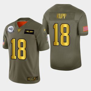 Premium Rams #18 Cooper Kupp Men's Olive Gold 2019 Salute to Service NFL 100 Limited Jersey