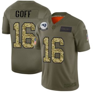 Superior Los Angeles Rams #16 Jared Goff Men's 2019 Olive Camo Salute To Service Limited NFL Jersey