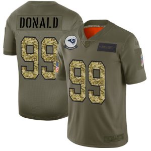 Gorgeous Los Angeles Rams #99 Aaron Donald Men's 2019 Olive Camo Salute To Service Limited NFL Jersey