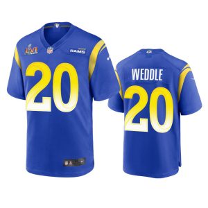 High quality Los Angeles Rams #20 Eric Weddle Men's Super Bowl LVI Patch Game NFL Jersey - Royal
