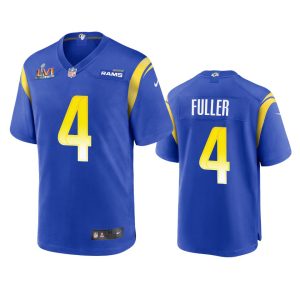 Marvelous Los Angeles Rams #4 Jordan Fuller Men's Super Bowl LVI Patch Game NFL Jersey - Royal