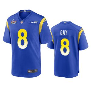 Superb Los Angeles Rams #8 Matt Gay Men's Super Bowl LVI Patch Game NFL Jersey - Royal