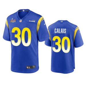 High quality Los Angeles Rams #30 Raymond Calais Men's Super Bowl LVI Patch Game NFL Jersey - Royal