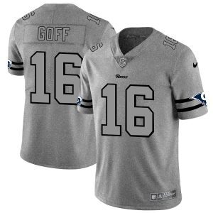 Gorgeous Los Angeles Rams #16 Jared Goff Men's Gray Gridiron II Vapor Untouchable Limited NFL Jersey