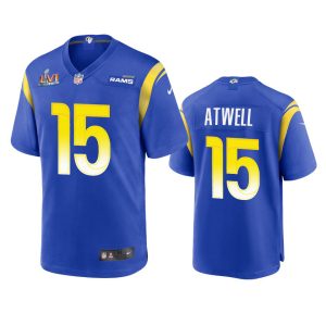 Marvelous Los Angeles Rams #15 Tutu Atwell Men's Super Bowl LVI Patch Game NFL Jersey - Royal