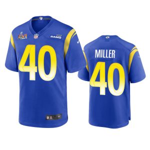Finest Los Angeles Rams #40 Von Miller Men's Super Bowl LVI Patch Game NFL Jersey - Royal